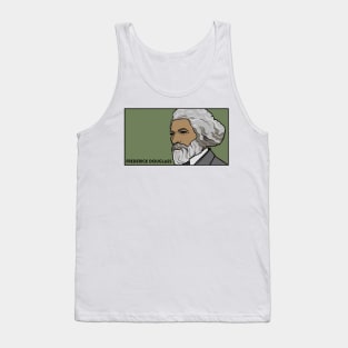 Frederick Douglass Portrait Profile on Green Tank Top